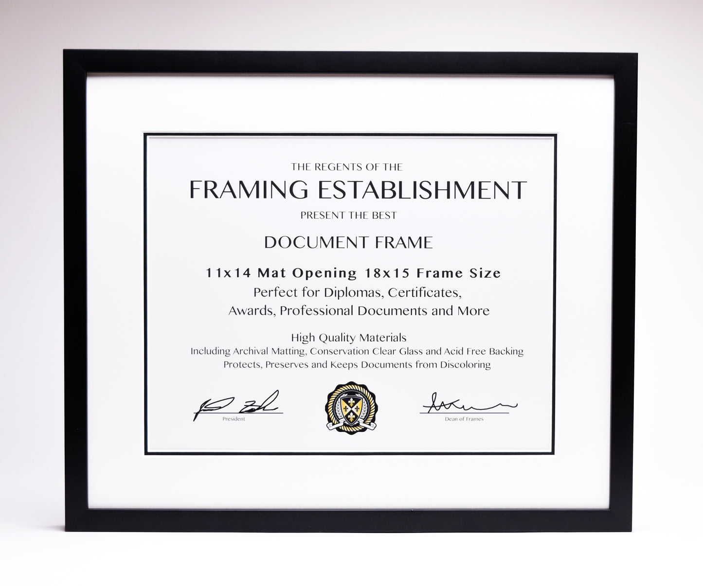 Big Document Frame with White and Black Mat